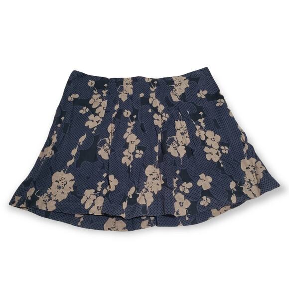 DKNY Blue Floral Print Zip Back Mini Skirt - Picture 1 of 4